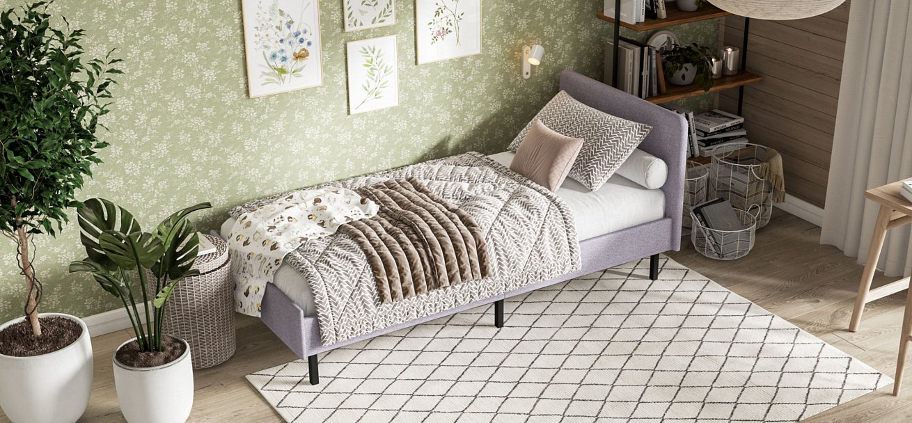 Кровать Уна мини рогожка Malmo платина, Чёрная