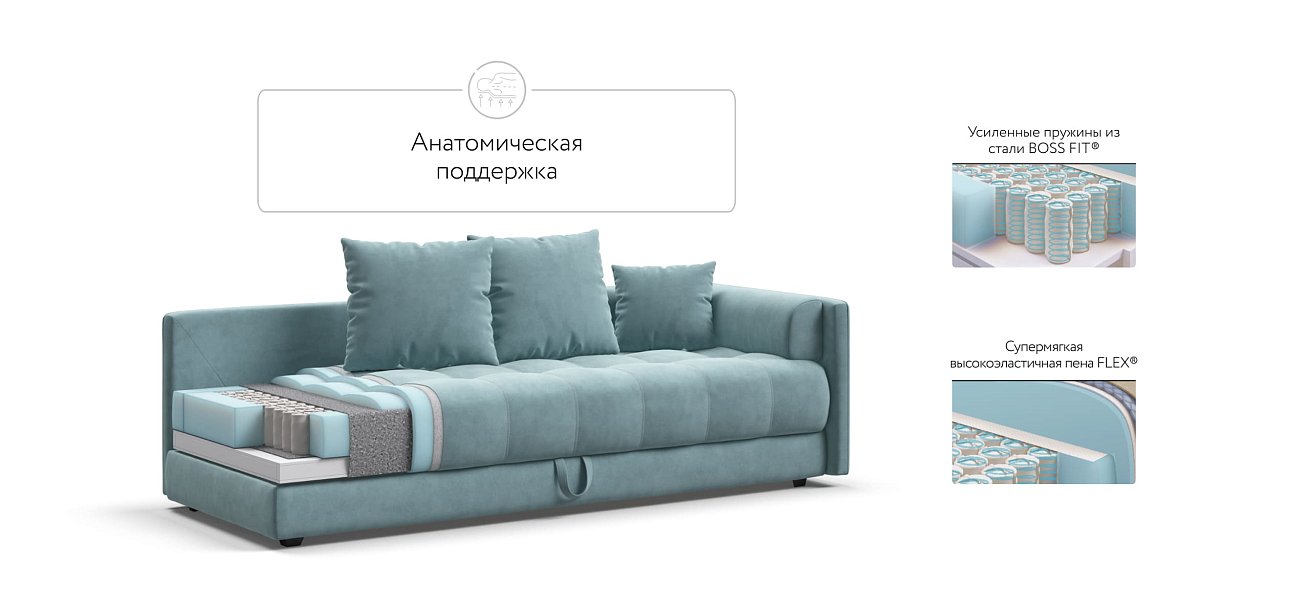 Тахта BOSS велюр Monolit аква