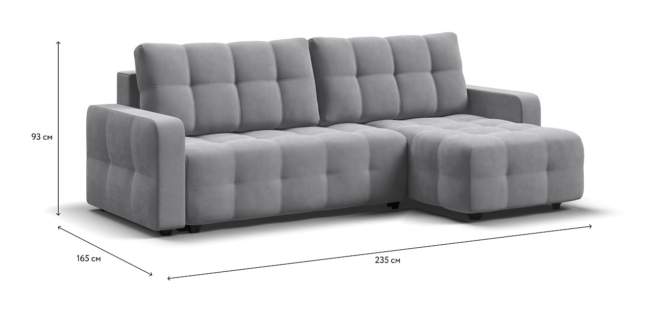 Угловой диван Dandy euro SE велюр Monolit сталь