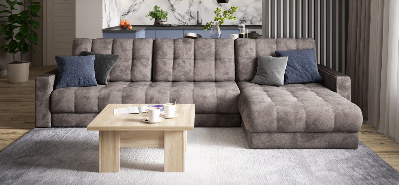 Угловой диван BOSS 3.0 MAX велюр Alkantara серый