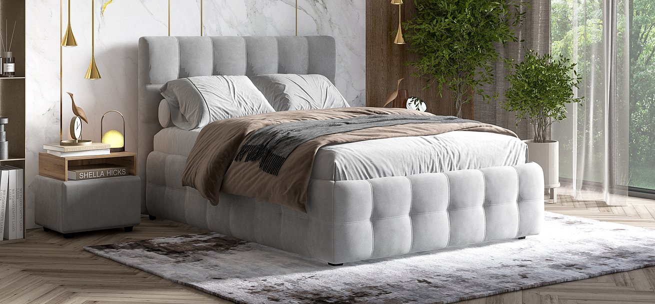 Кровать Босс 140*200 Про велюр Monolit сталь