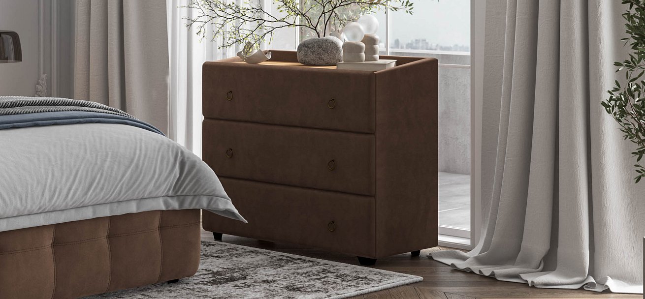 Комод BOSS Classic велюр MONOLIT Мокко, Орех Селект