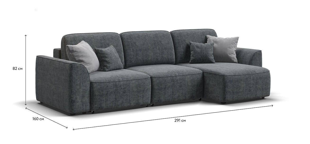 Угловой диван KING SE Шенилл IQ серый