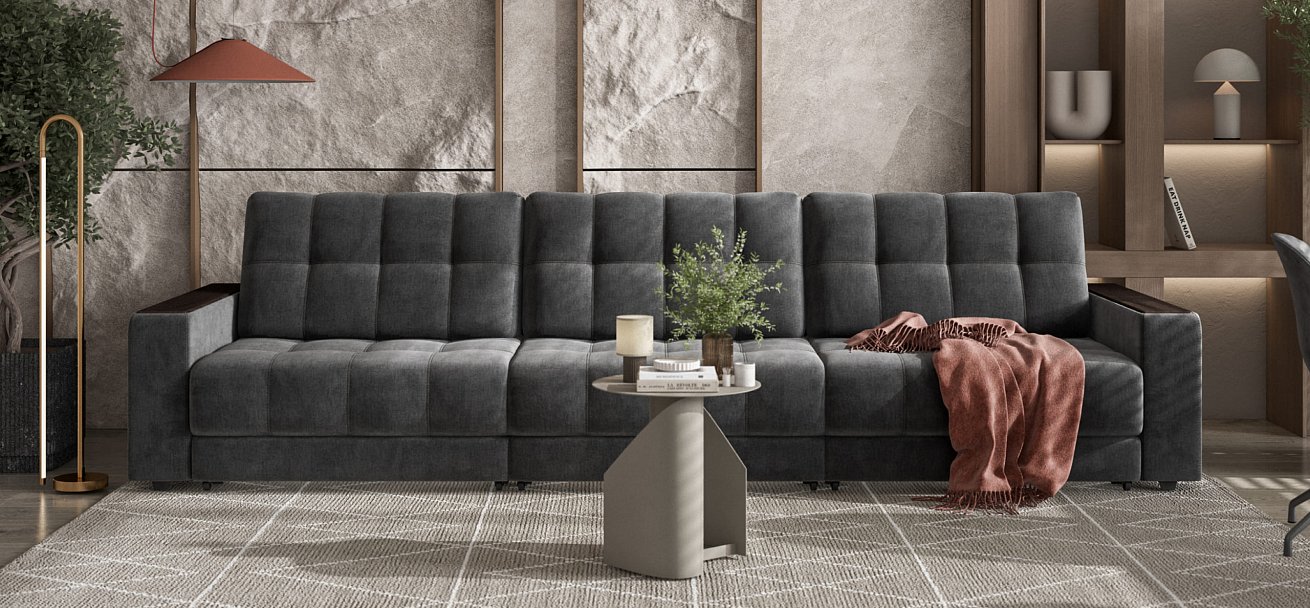 Диван BOSS GRAND Велюр Monolit серый