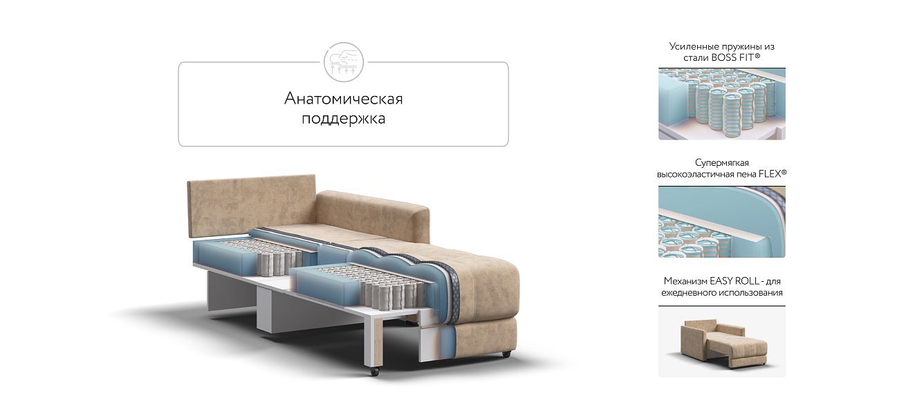 Кресло-кровать BOSS LOFT Велюр Роял шампань