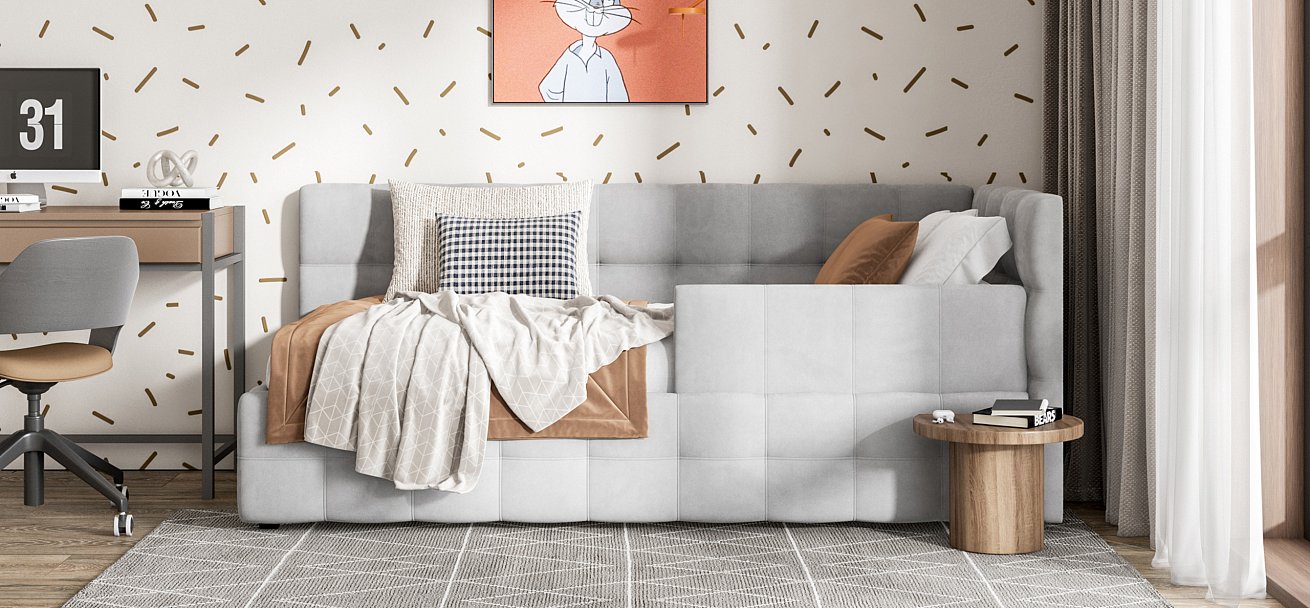 Кровать BOSS mini NEW велюр Monolit сталь