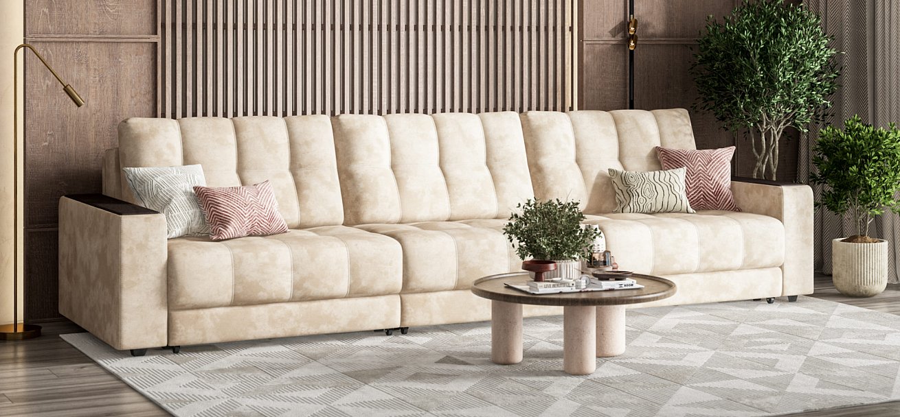 Диван BOSS GRAND Велюр Alkantara пепел