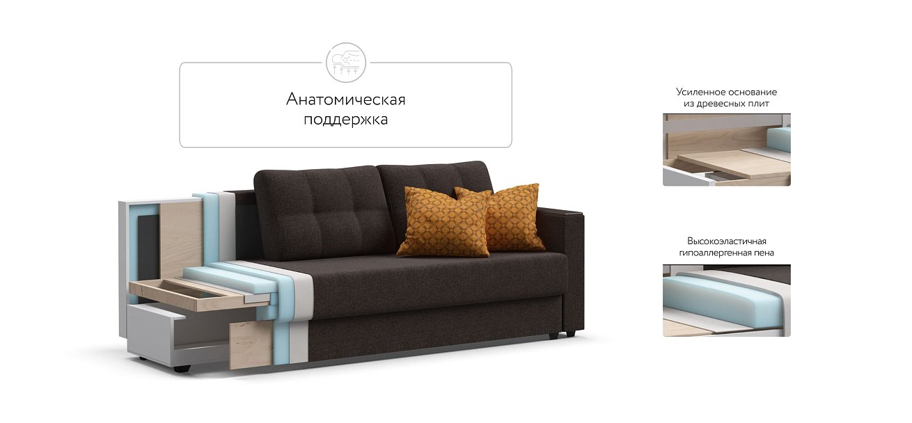 Диван Атланта 3 SE Malmo шоколад