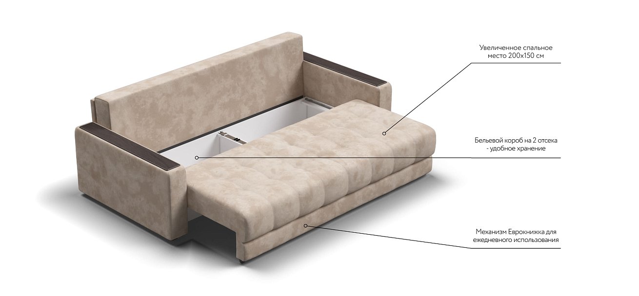 Диван BOSS 2.0 велюр Alkantara пепел