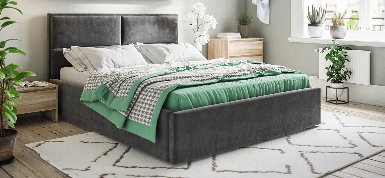 Кровать MILA 160 велюр Monolit серая