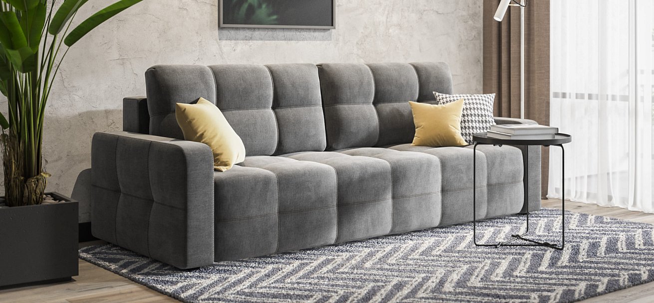 Диван Денди велюр Monolit серый