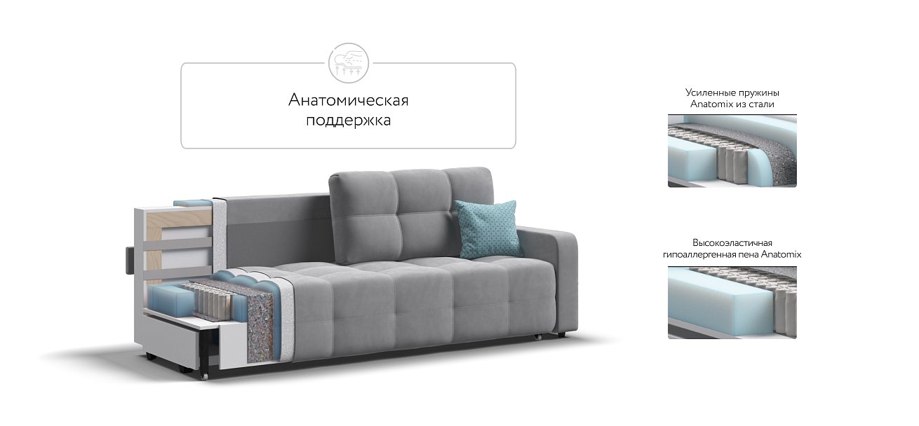 Диван Денди велюр Monolit сталь