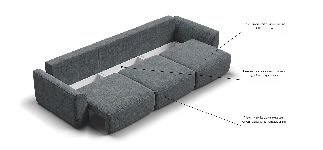 Диван KING MAX SE шенилл IQ серый