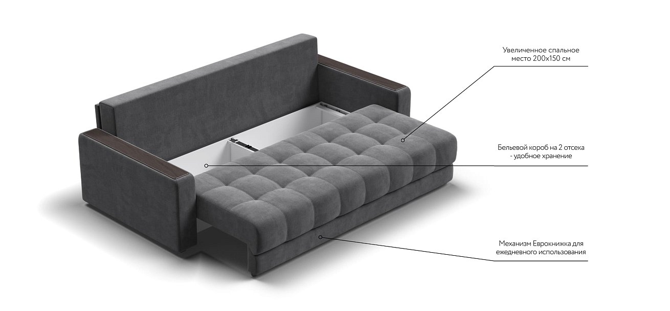 Диван BOSS 2.0 велюр Monolit серый