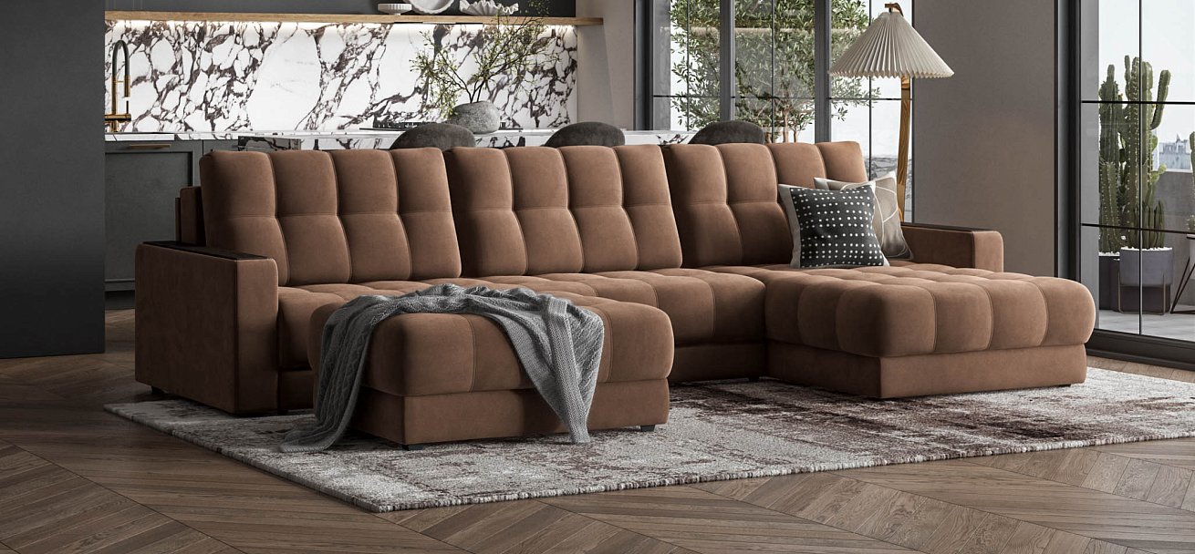 Угловой диван BOSS 3.0 MAX велюр Monolit мокко