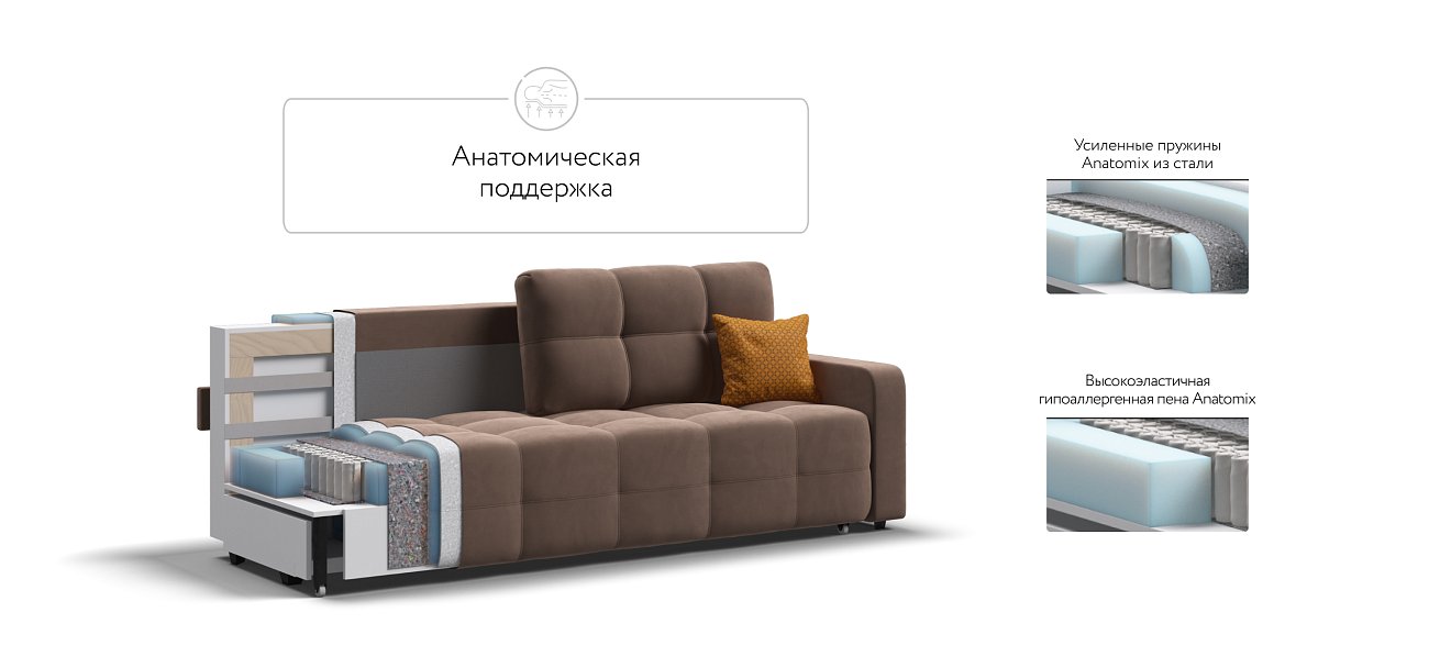 Диван Денди велюр Monolit мокко