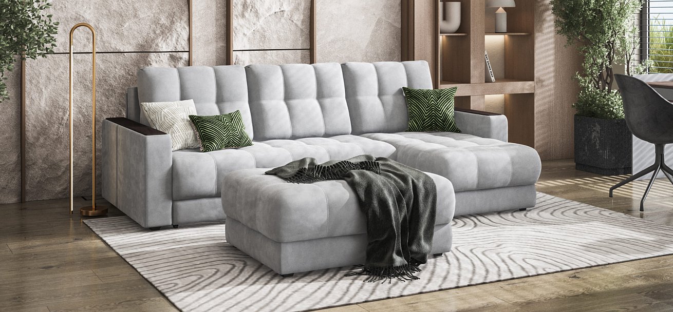 Пуф BOSS XL велюр Monolit сталь