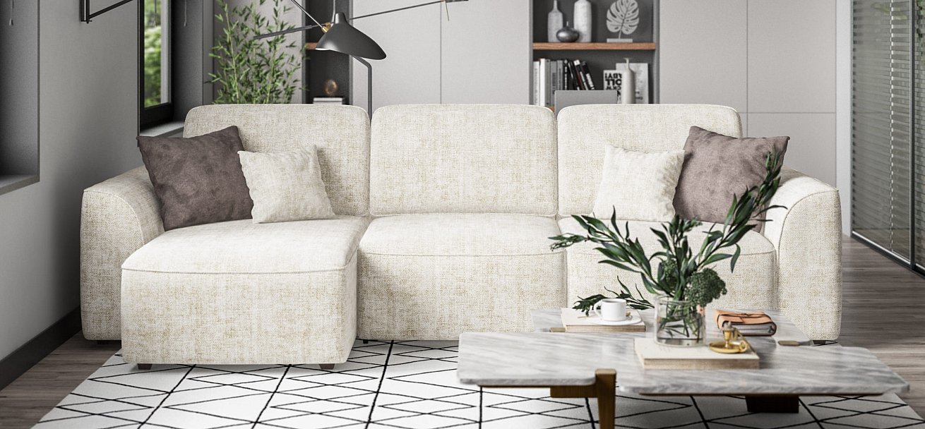 Угловой диван KING SE Шенилл IQ кварц