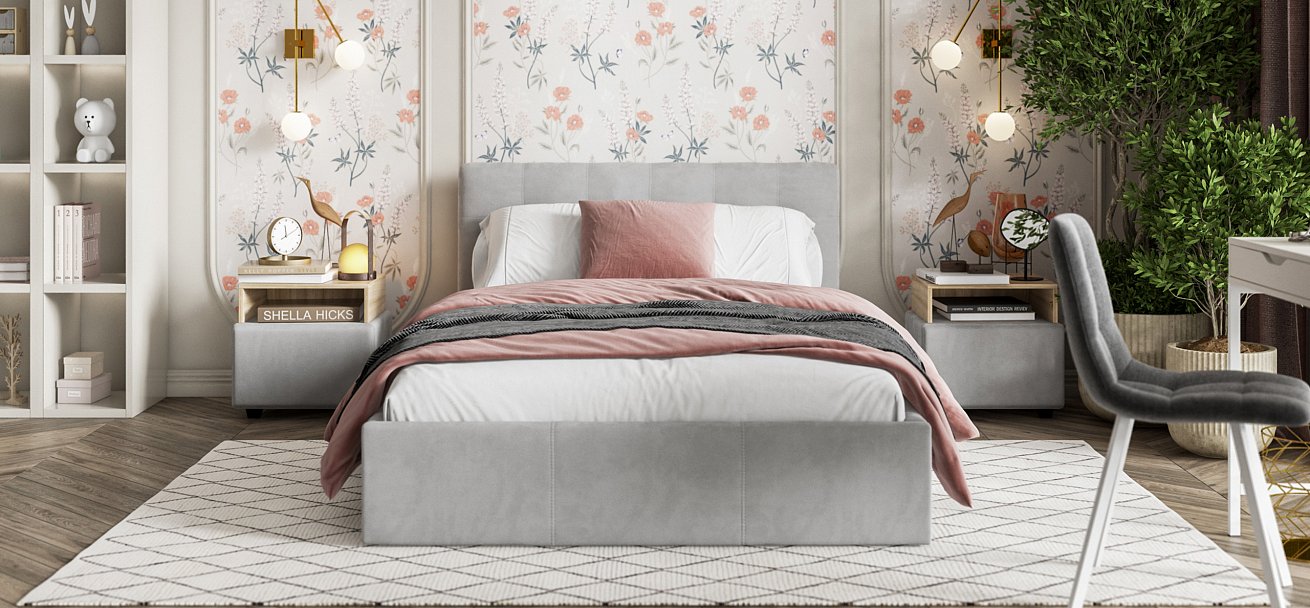 Кровать Белла 140*200 велюр Monolit сталь