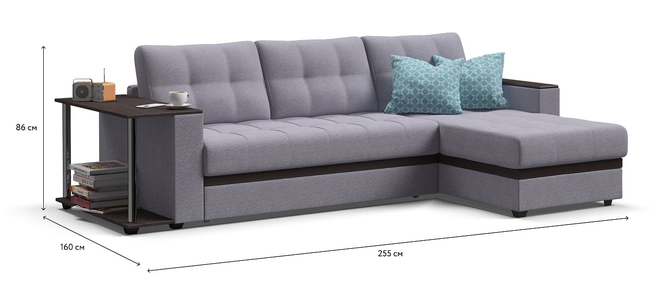 Угловой диван Атланта Люкс рогожка Malmo платина