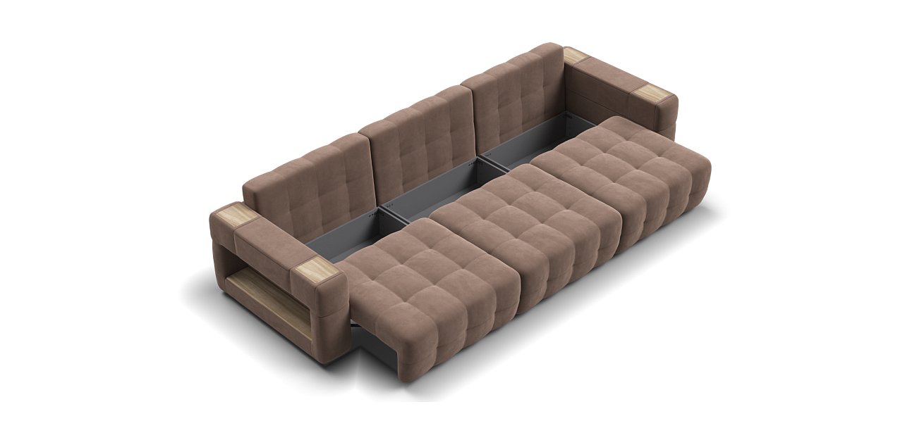 Диван BOSS.XO MAX велюр Monolit мокко / WOOD Smok