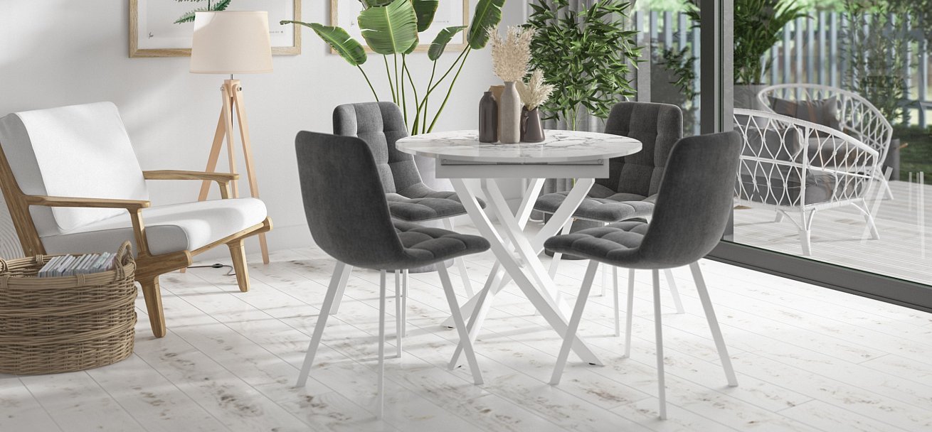 Стул НОРД велюр Velutto Серый, Белый