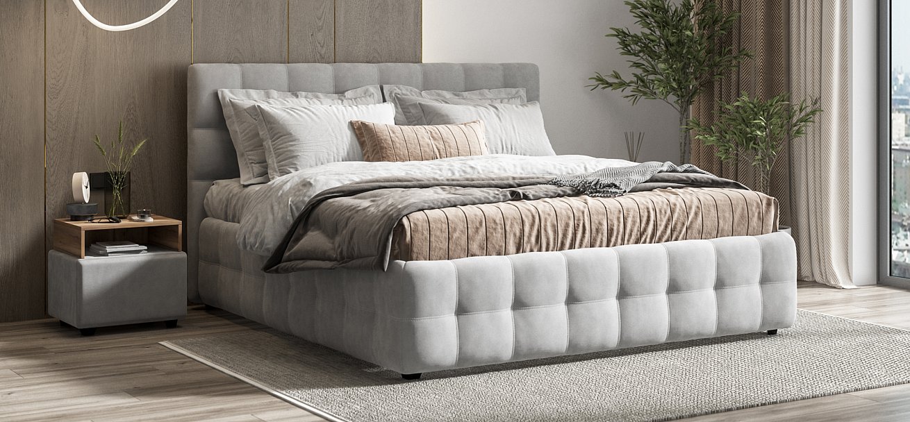 Кровать Босс 180*200 Про велюр Monolit сталь