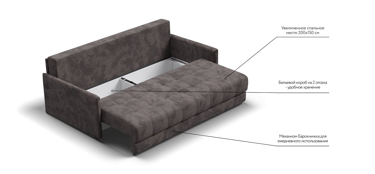 Диван BOSS 2.0 LOFT велюр Alkantara серый