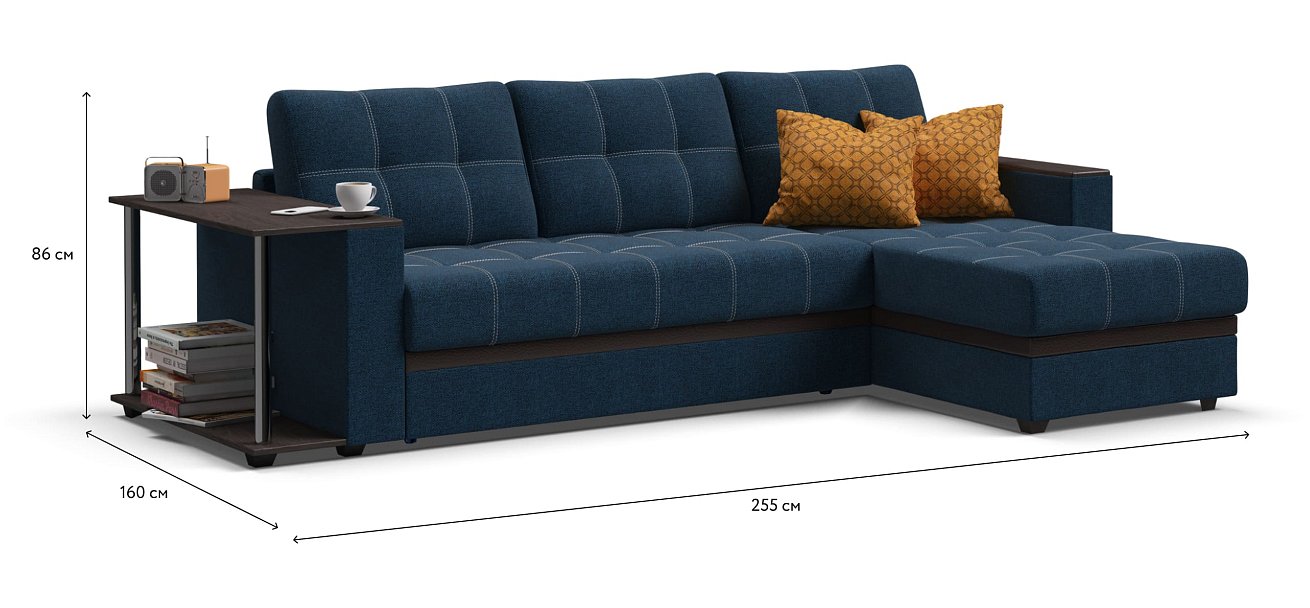 Угловой диван Атланта Люкс рогожка Malmo синий