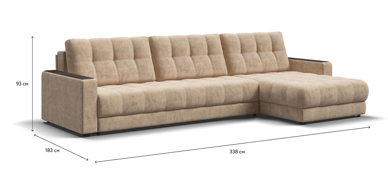 Угловой диван BOSS 3.0 MAX Велюр Роял шампань