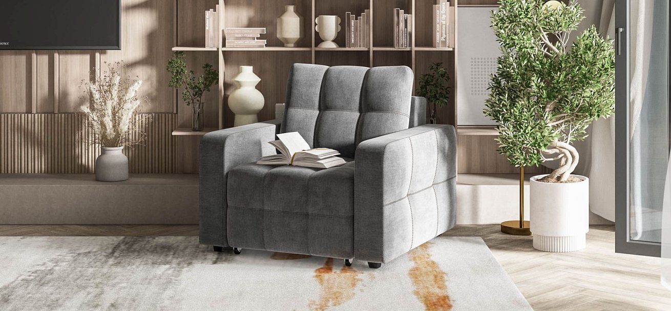 Кресло-кровать Dandy велюр Monolit серый