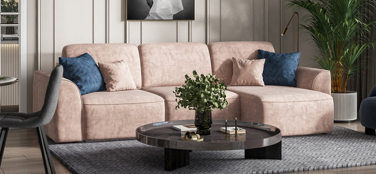 Угловой диван KING SE Велюр Royal пион NEW