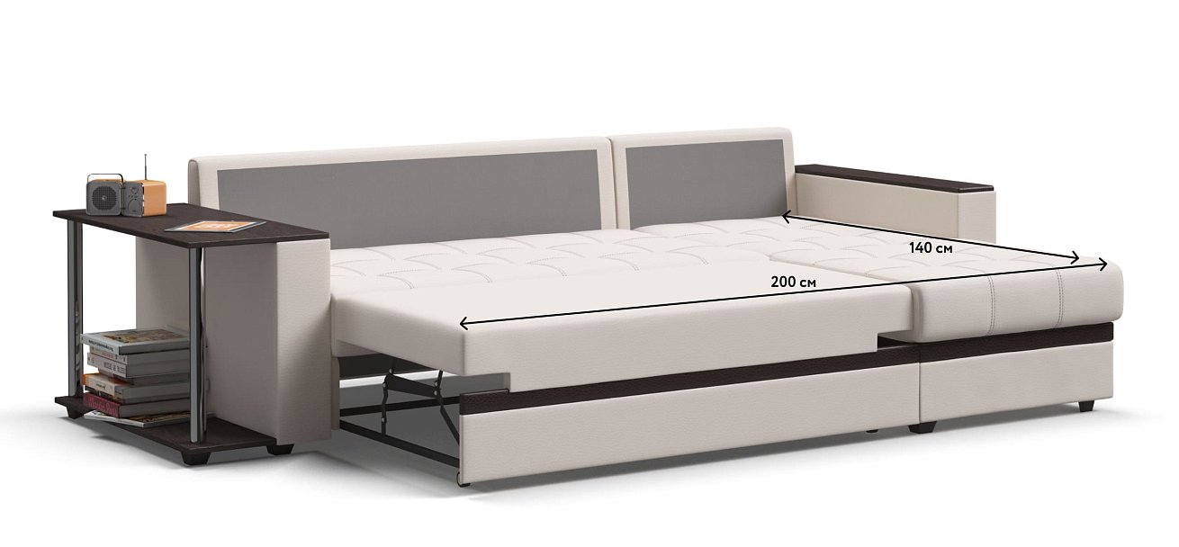 Угловой диван Атланта НПБ экокожа белый