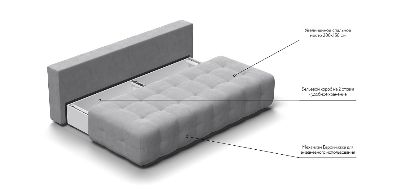 Диван BOSS 2.0 MINI велюр Monolit сталь