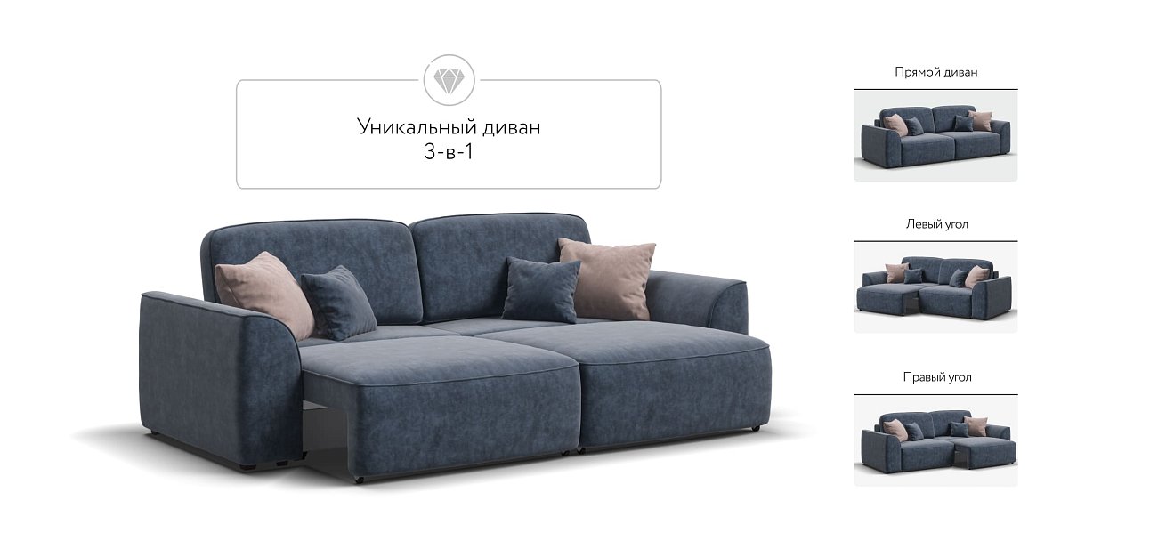 Диван KING SE Велюр Royal топаз NEW