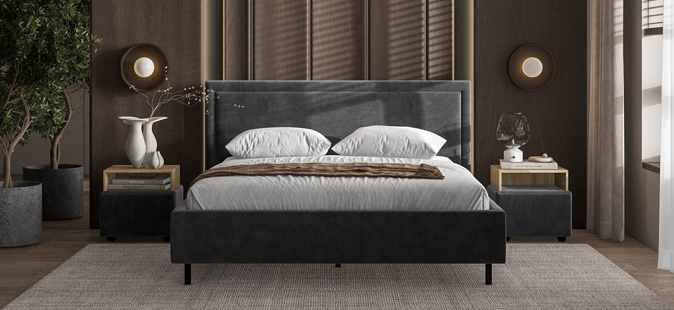 Кровать Фрея 160*200 Слим MONOLIT Серая