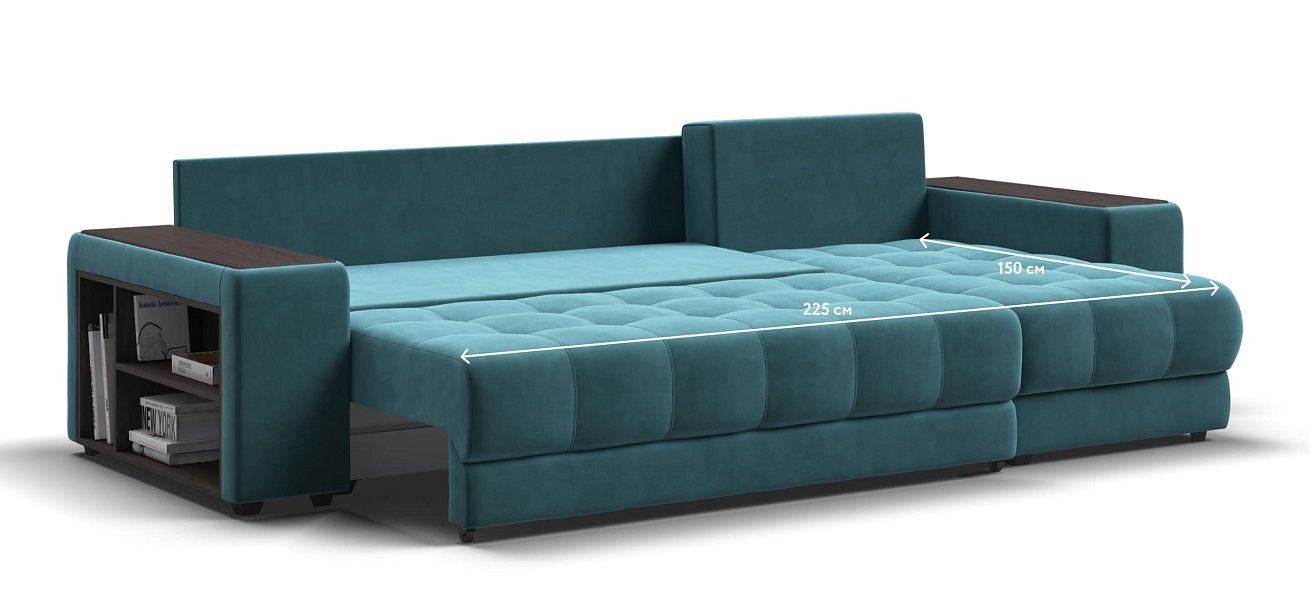 Угловой диван BOSS 3.0 XL велюр Monolit зеленый