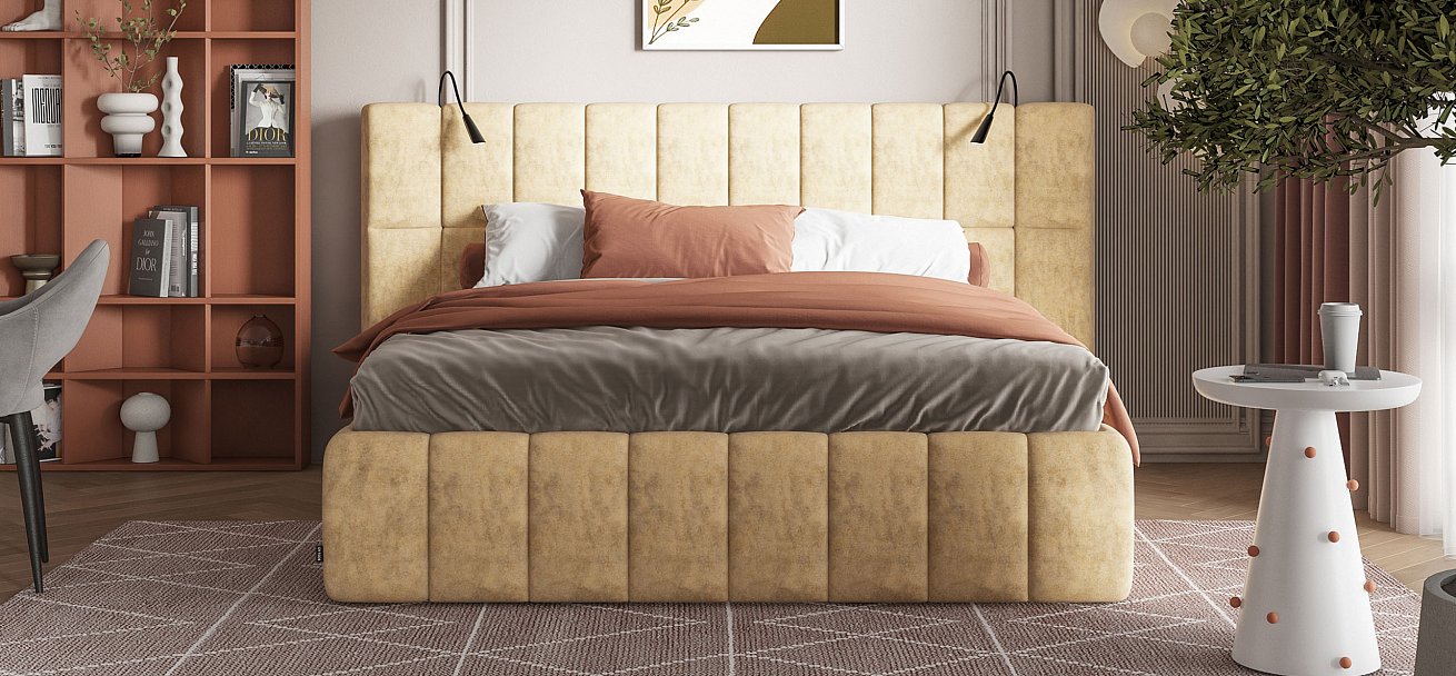 Кровать BOSS.XO 180*200 Велюр Royal шампань NEW