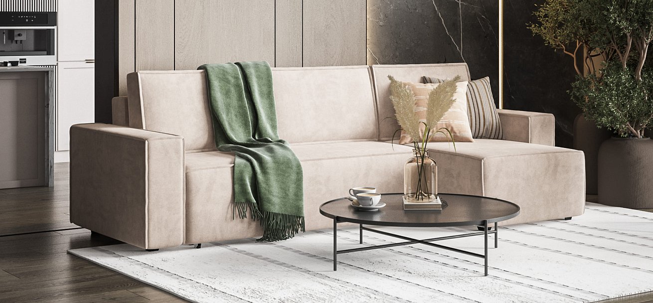 Угловой диван NORD 2.0 Велюр Monolit латте