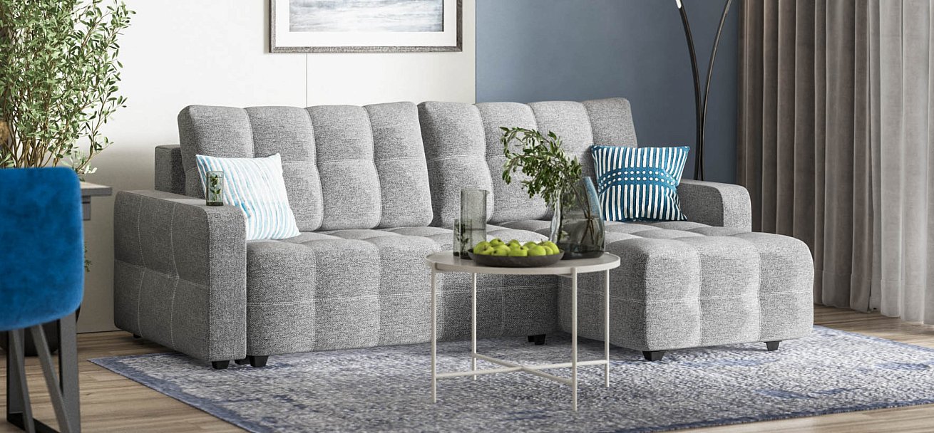 Угловой диван DANDY Euro SE Рогожка Malmo серый