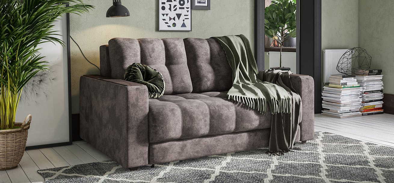 Диван BOSS Compact велюр Alkantara серый