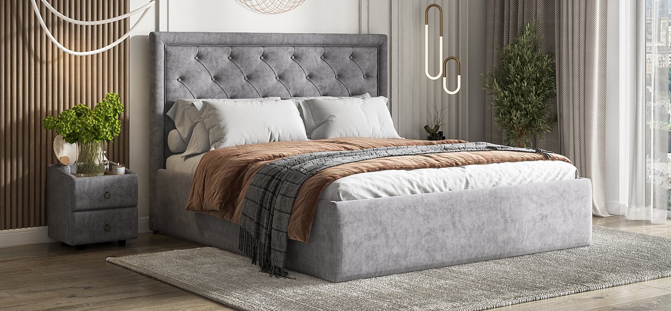 Кровать Босс Классик 180*200 Про Велюр Роял агат