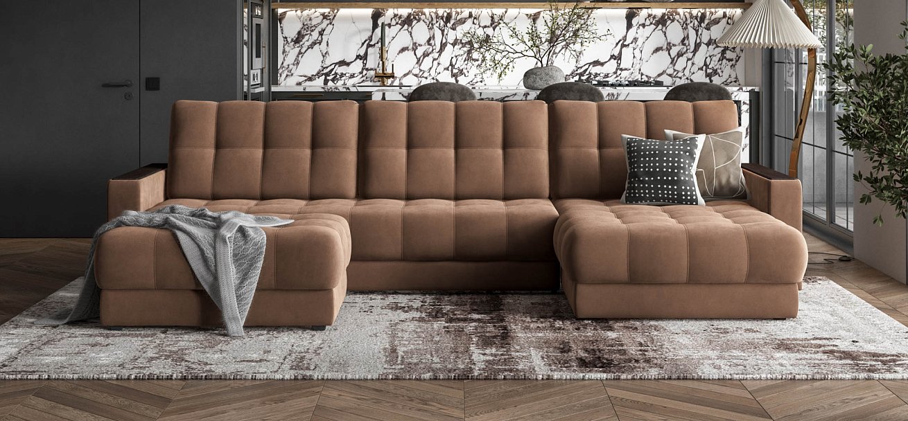 Угловой диван BOSS 3.0 MAX велюр Monolit мокко