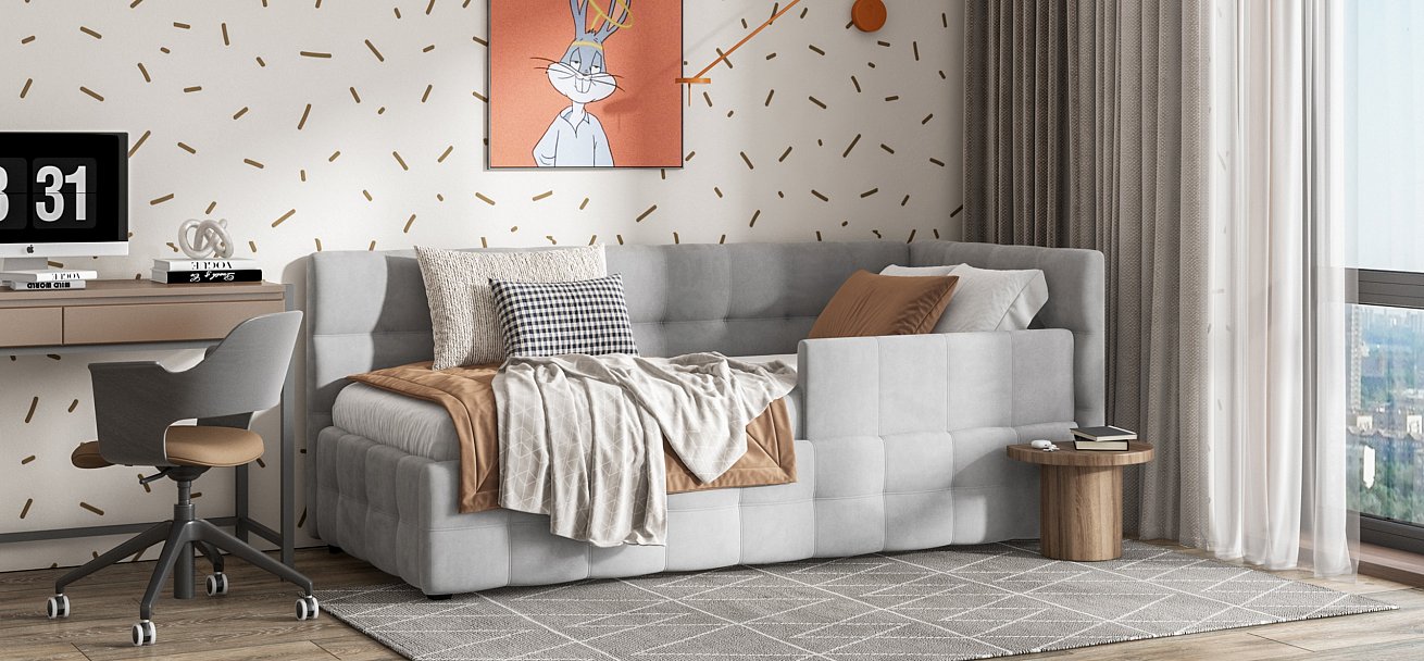 Кровать BOSS mini NEW велюр Monolit сталь