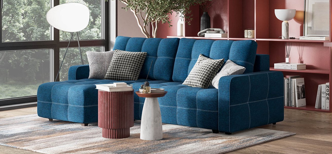 Угловой диван DANDY Euro SE Рогожка Malmo синий