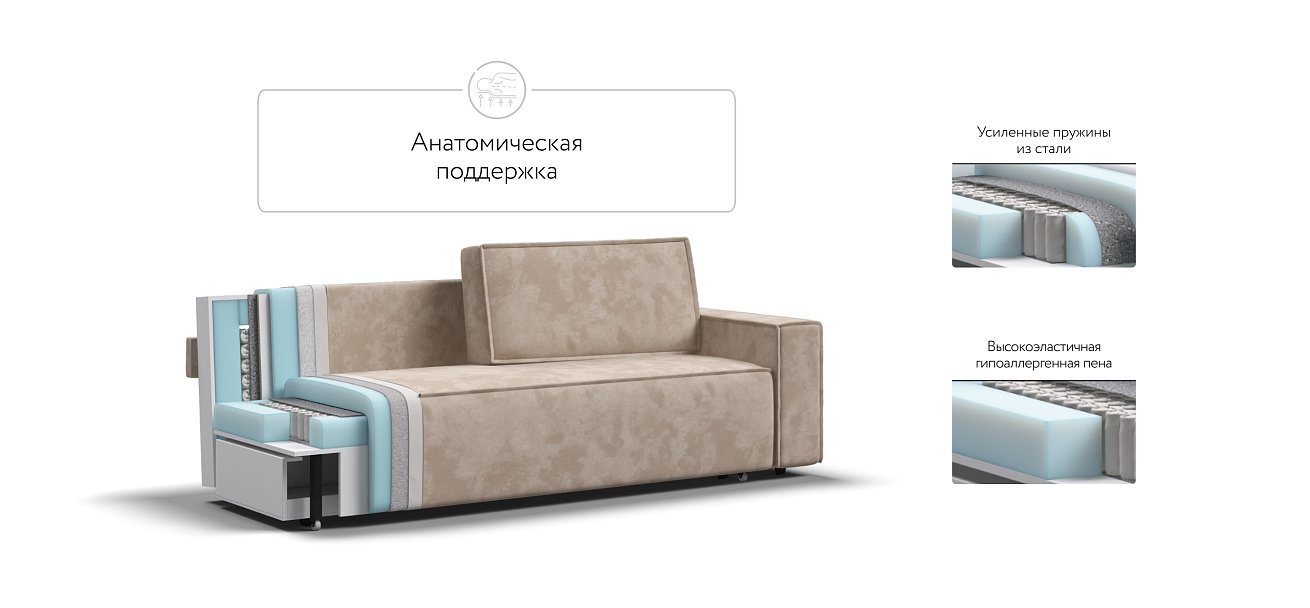 Диван Норд Велюр Alkantara пепел