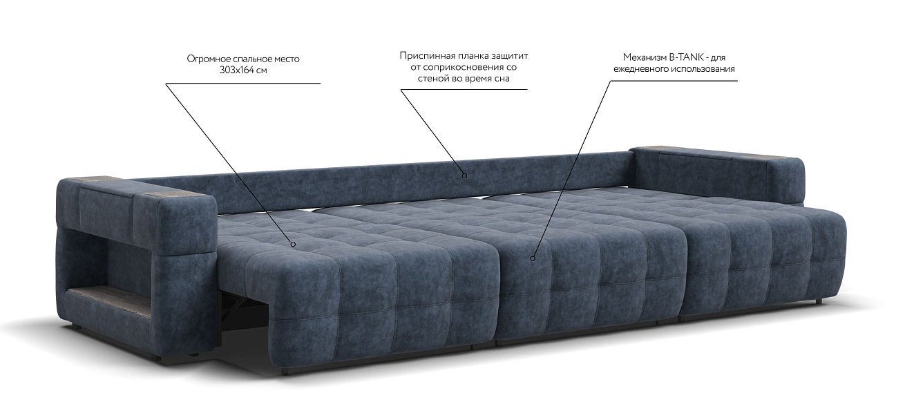 Диван BOSS.XO MAX Велюр Royal топаз NEW / WOOD Rock