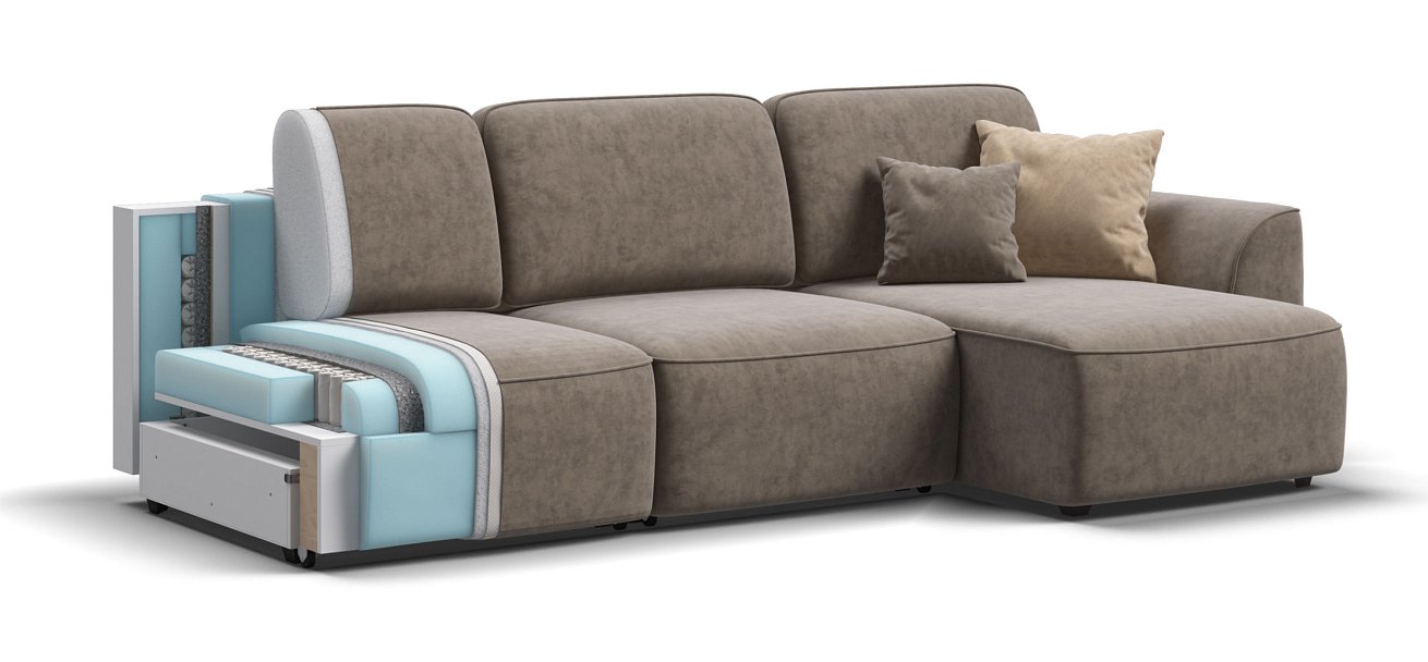 Угловой диван KING SE Велюр Роял тауп