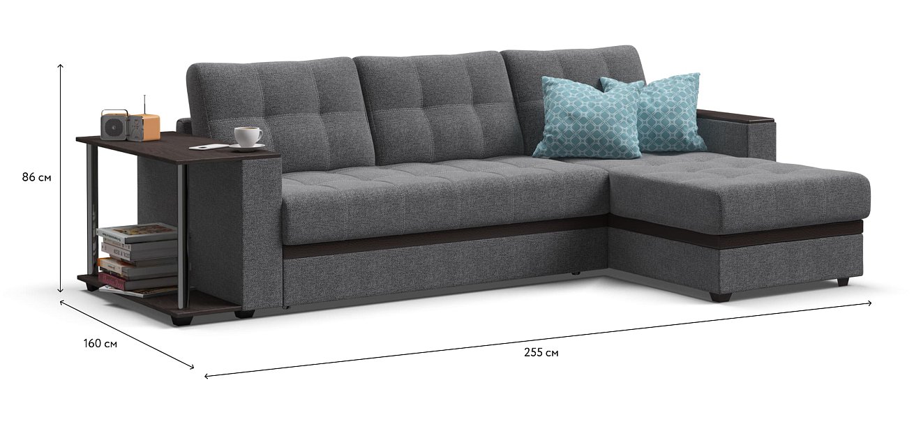 Угловой диван Атланта Люкс рогожка Malmo серый