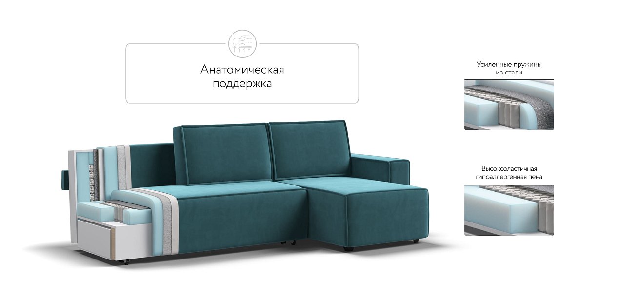 Угловой диван NORD 2.0 Велюр Monolit зеленый